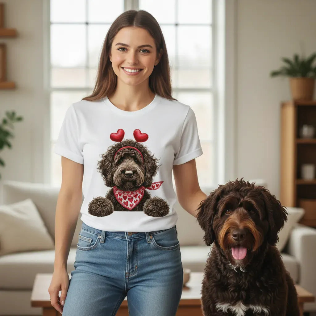 Chocolate Labradoodle Heart T-Shirt in by Puppy Jo