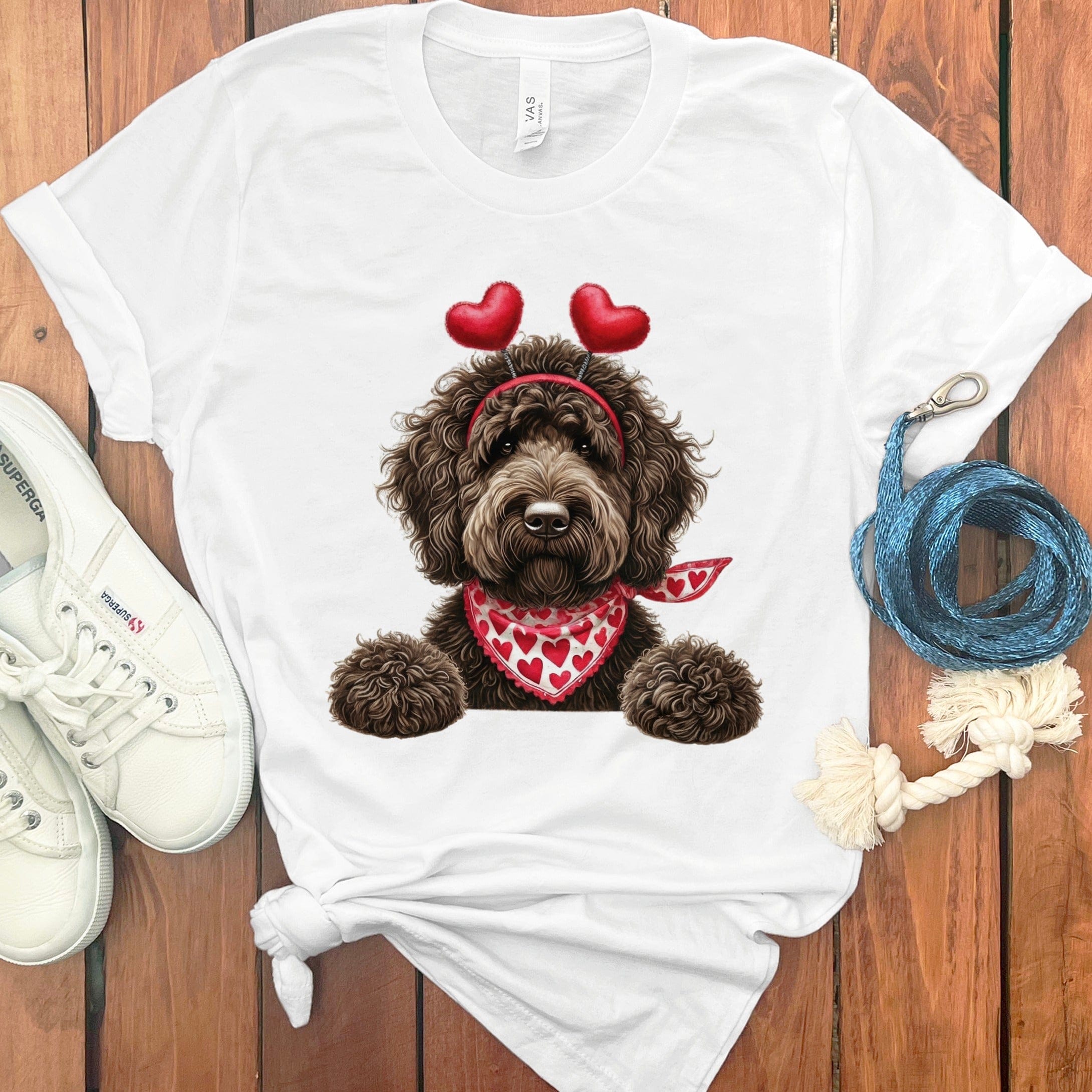 Chocolate Labradoodle Heart T-Shirt in White / S by Puppy Jo