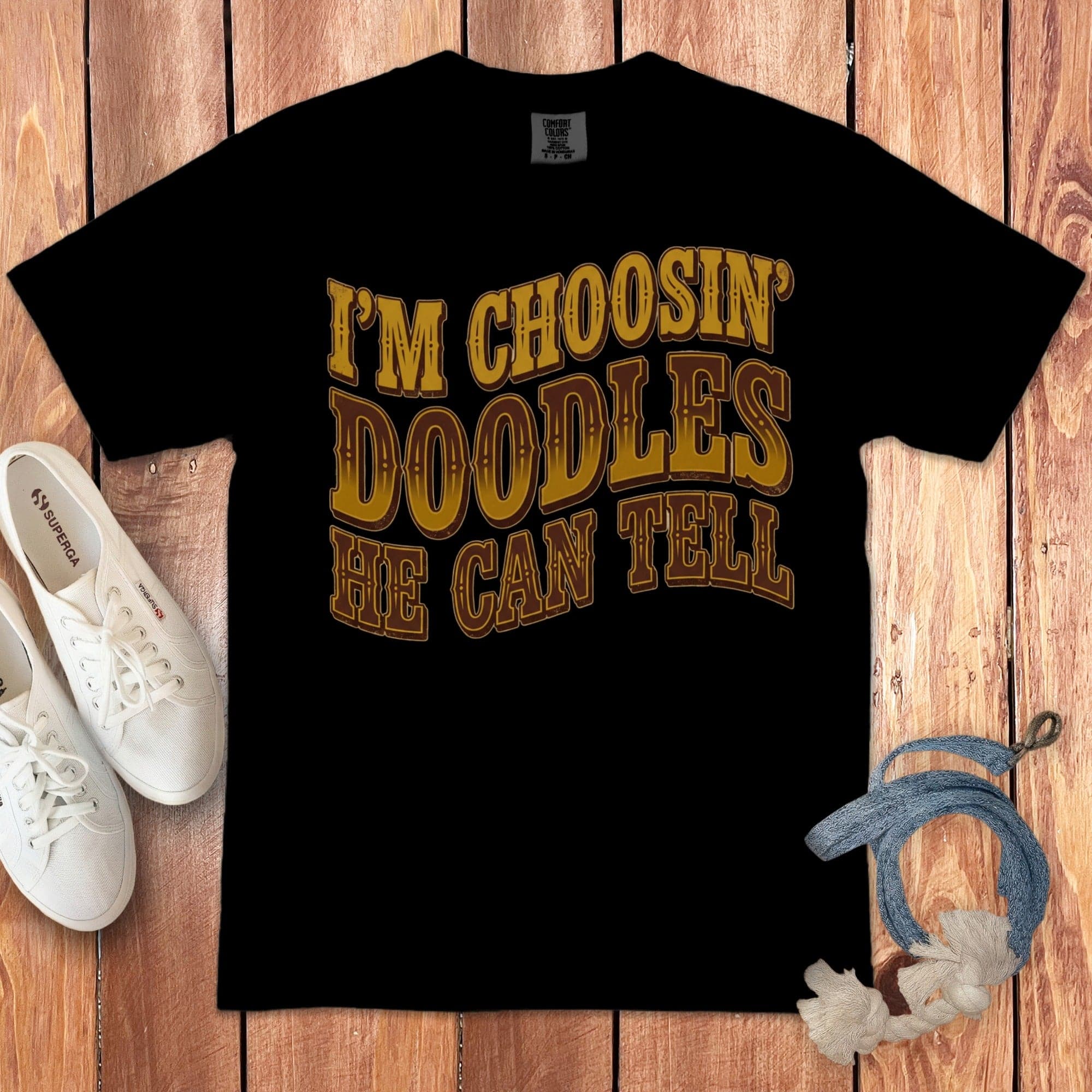 Choosin' Doodles Signature T-Shirt in Black / S by Puppy Jo