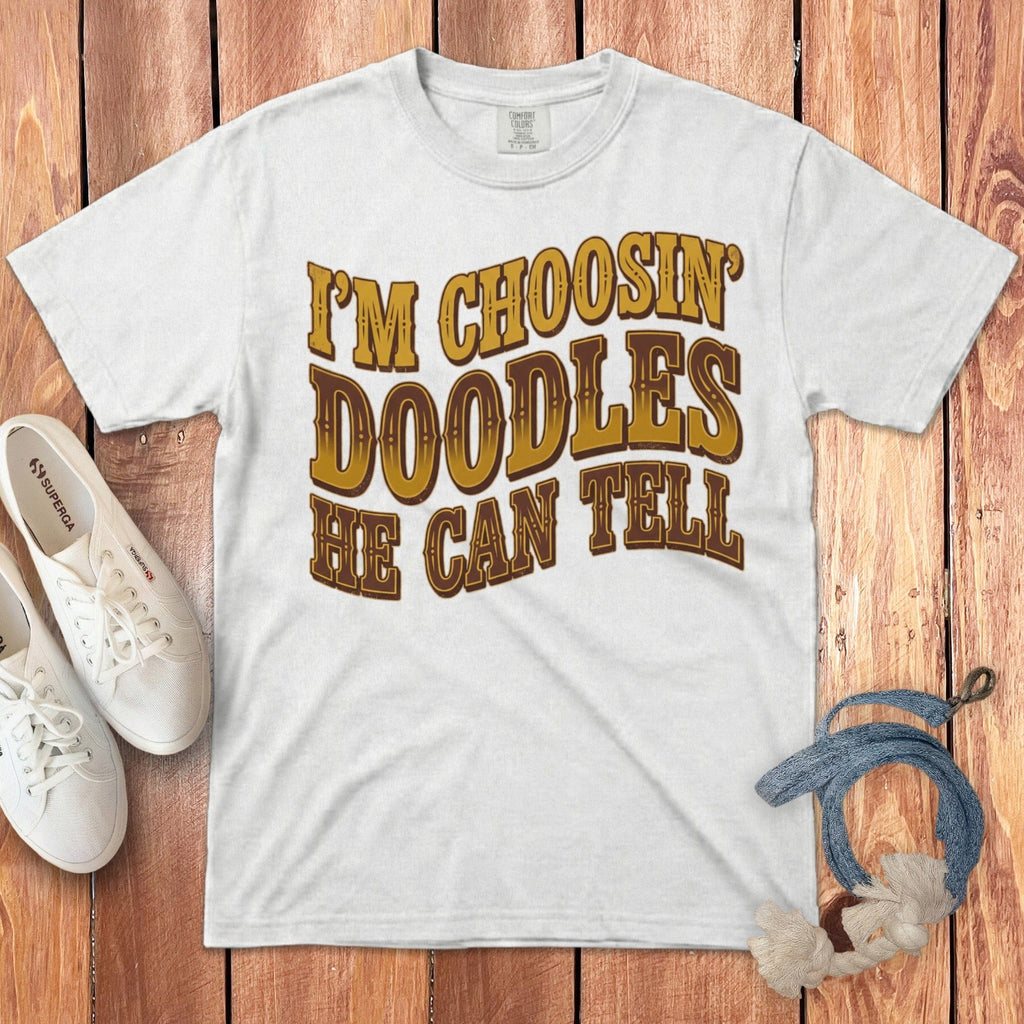 Choosin' Doodles Signature T-Shirt in White / S by Puppy Jo