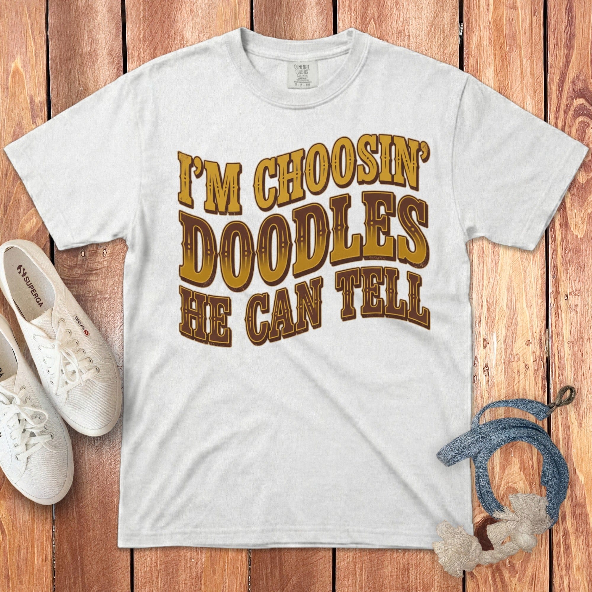 Choosin' Doodles Signature T-Shirt in White / S by Puppy Jo