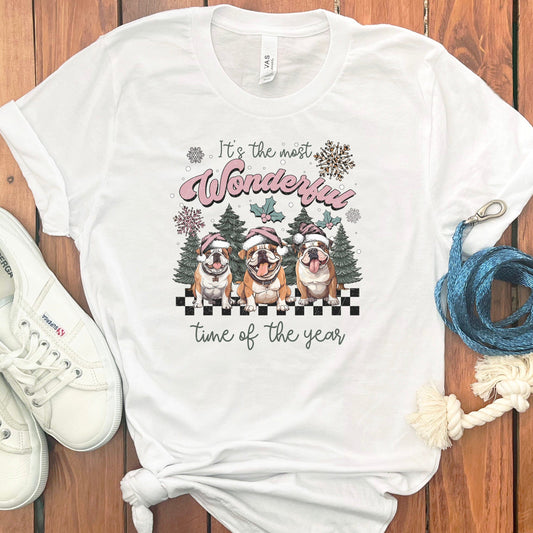 CHRISTMAS ENGLISH BULLDOGS T-SHIRT