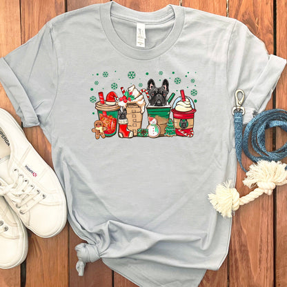 CHRISTMAS FRENCH BULLDOGS COFFEE T-SHIRT