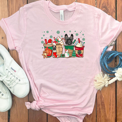CHRISTMAS FRENCH BULLDOGS COFFEE T-SHIRT