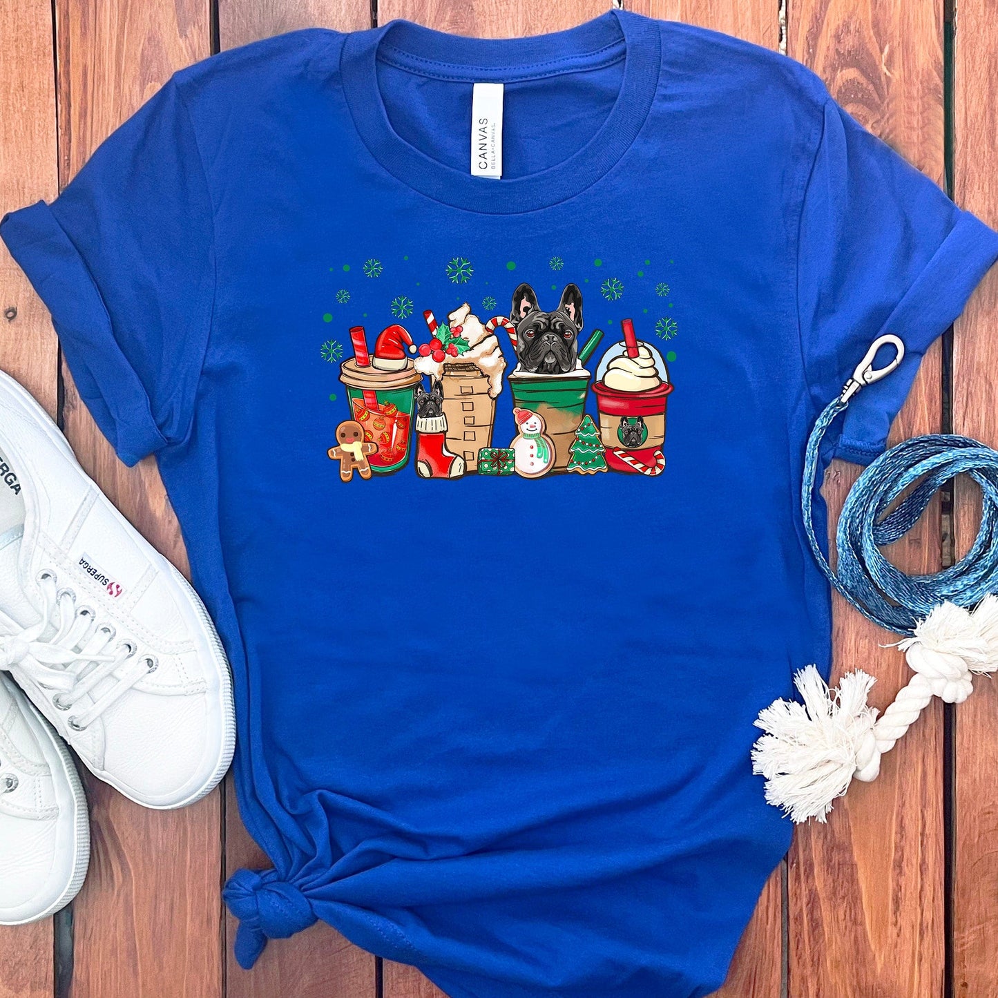 CHRISTMAS FRENCH BULLDOGS COFFEE T-SHIRT