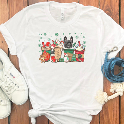 CHRISTMAS FRENCH BULLDOGS COFFEE T-SHIRT