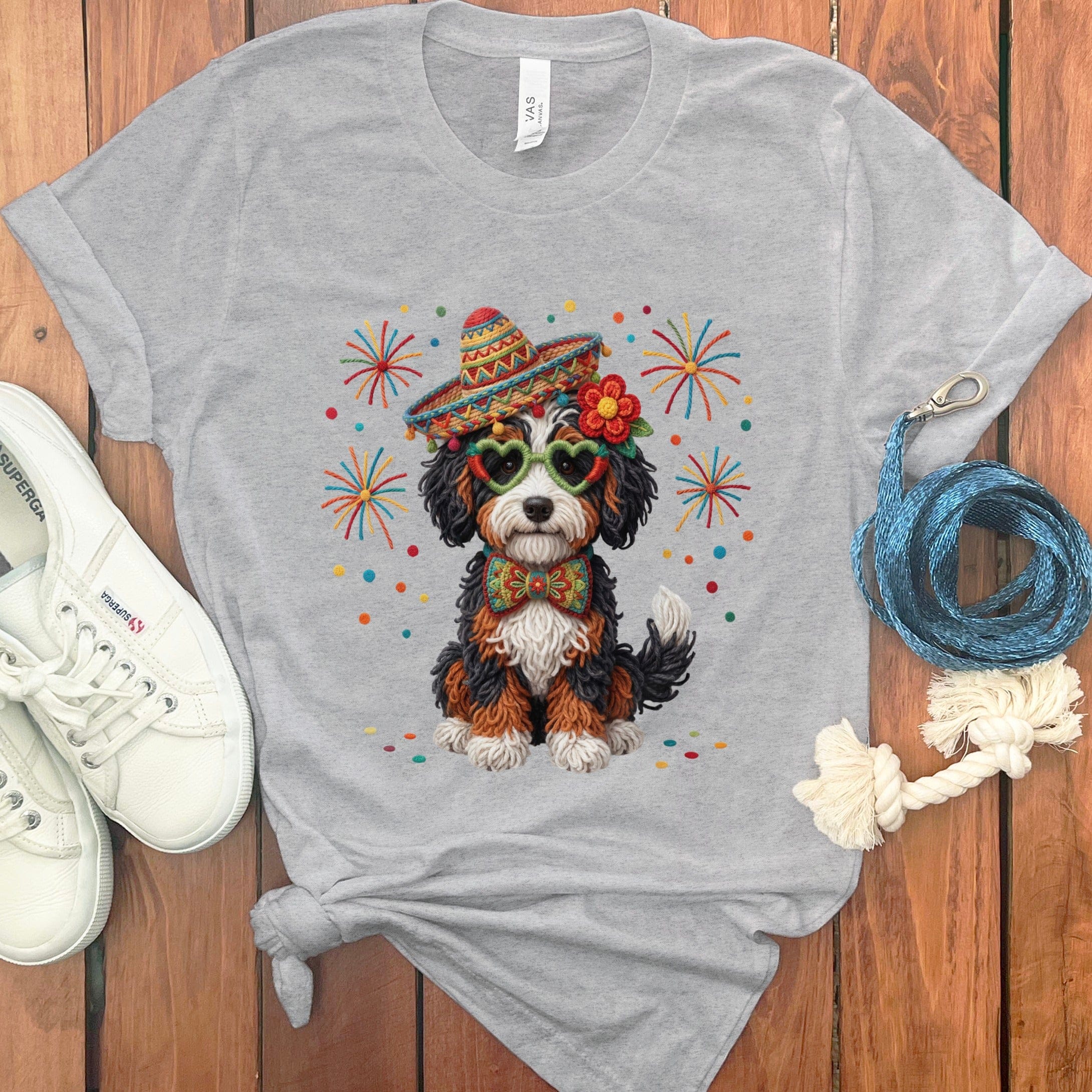 Cinco Bernedoodle T-Shirt in Athletic Heather / S by Puppy Jo