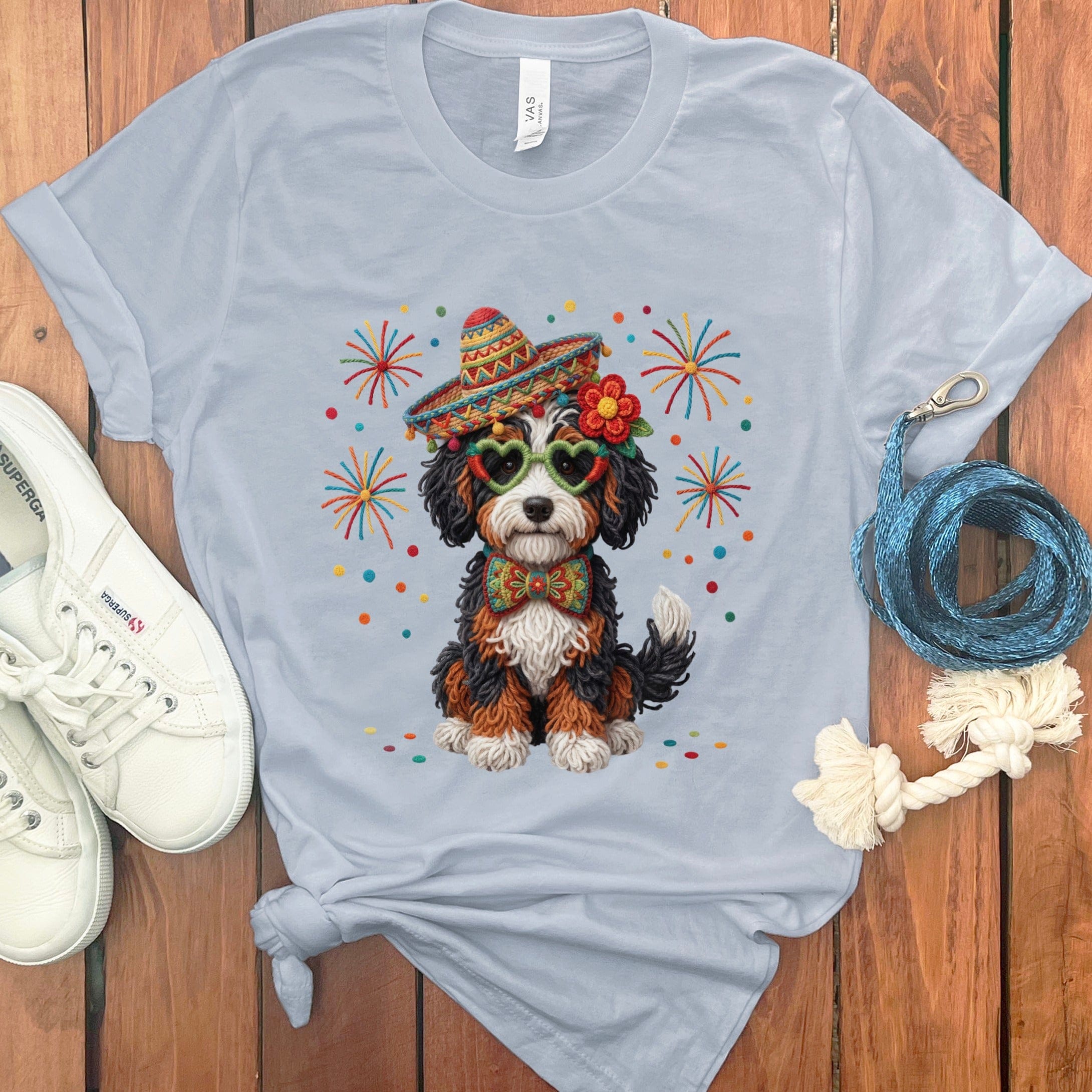 Cinco Bernedoodle T-Shirt in Light Blue / M by Puppy Jo