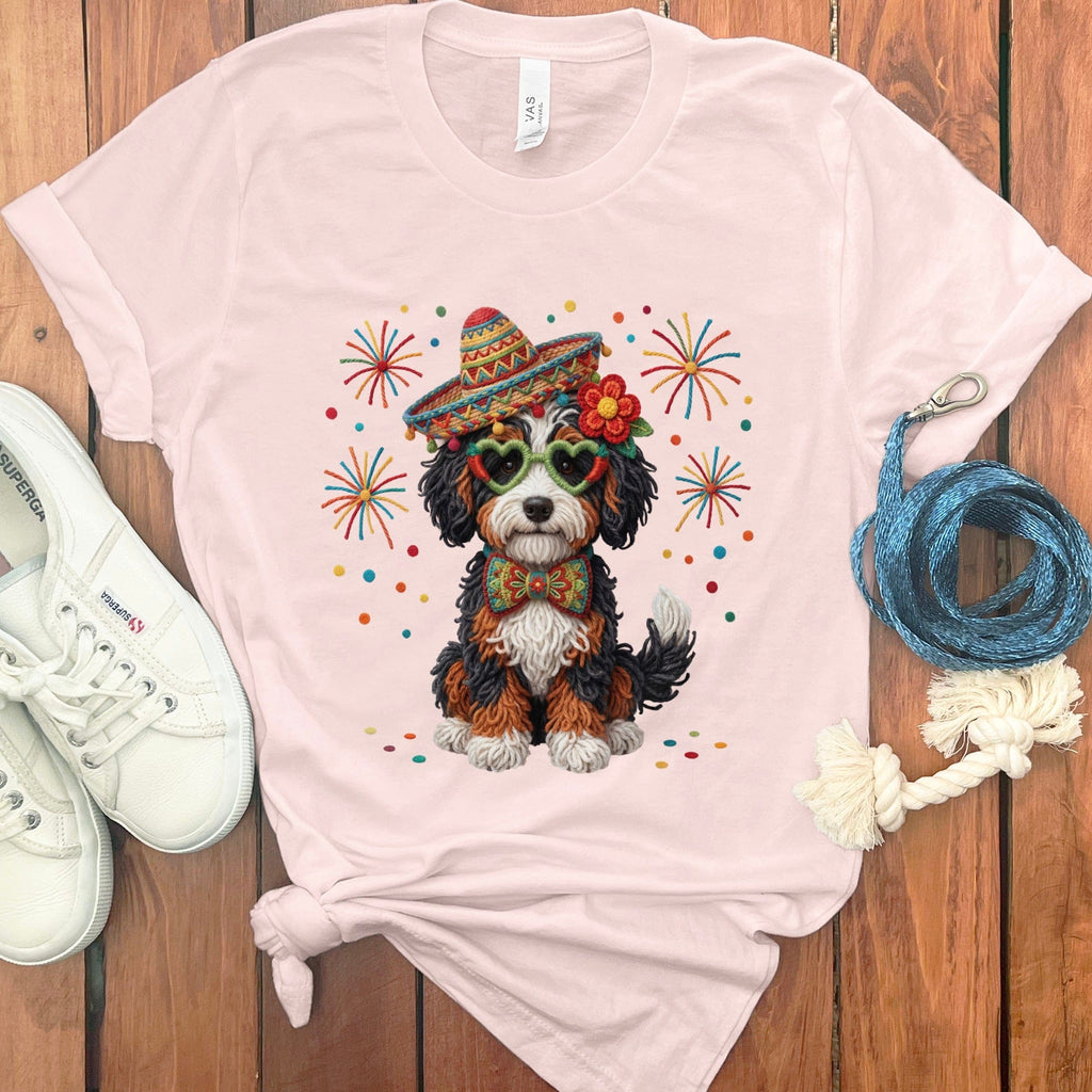 Cinco Bernedoodle T-Shirt in Soft Pink / S by Puppy Jo