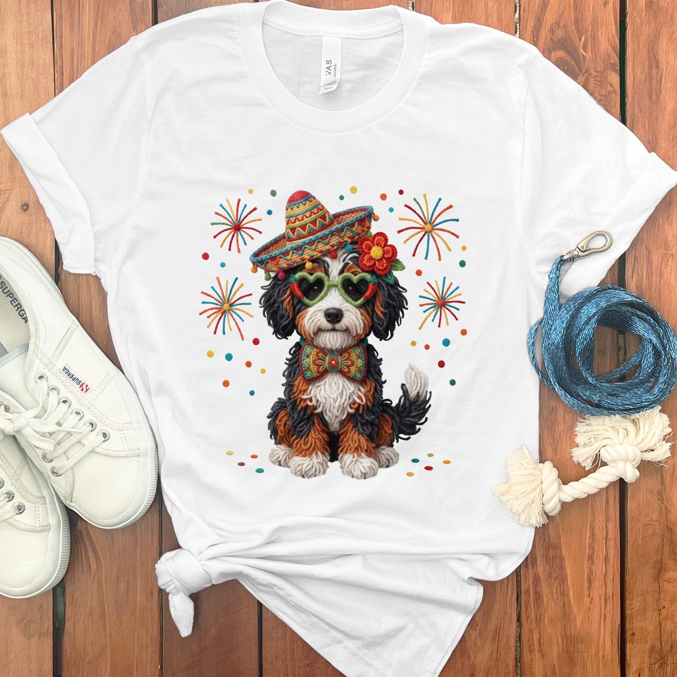 Cinco Bernedoodle T-Shirt in White / S by Puppy Jo
