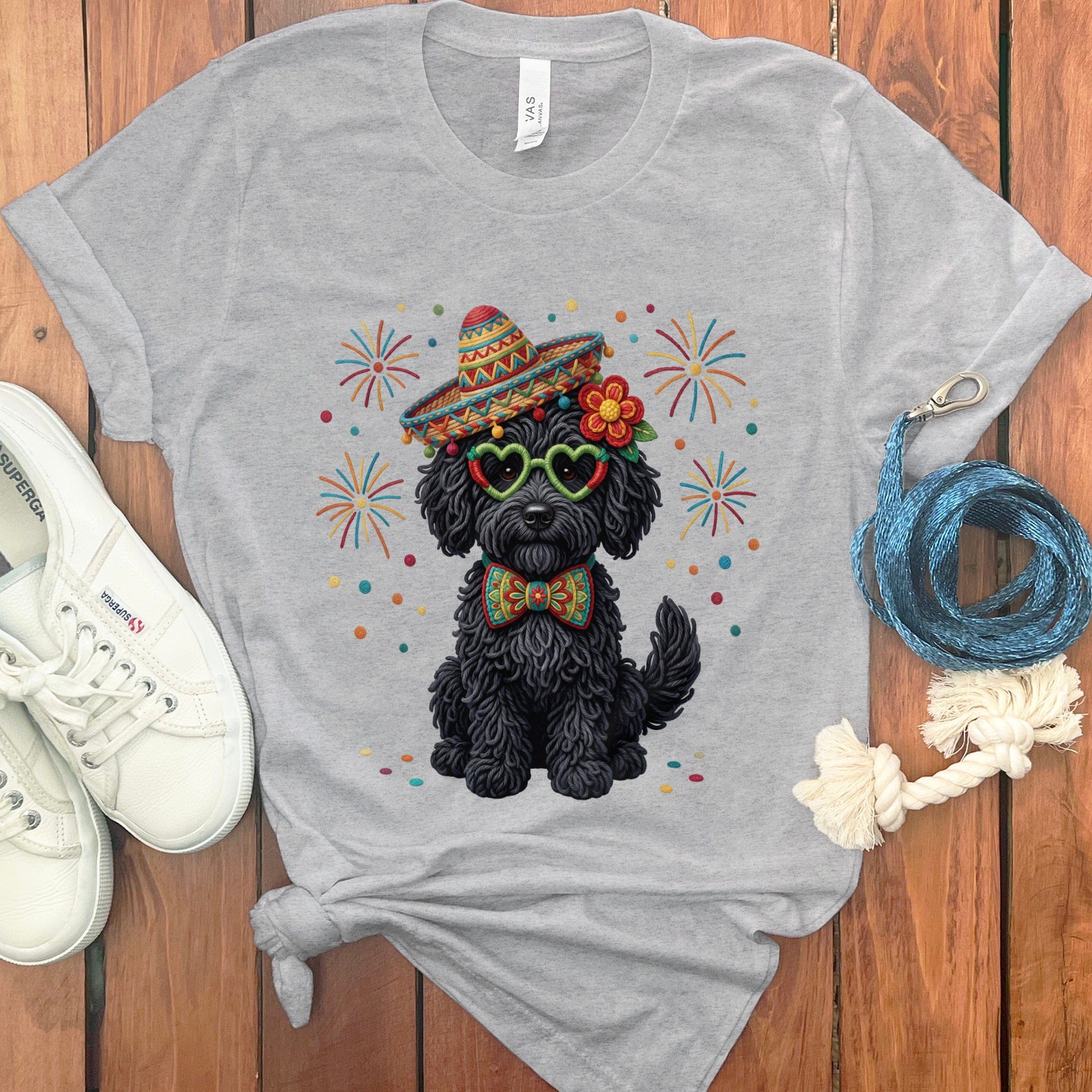 Cinco Black Goldendoodle T-Shirt in Athletic Heather / S by Puppy Jo