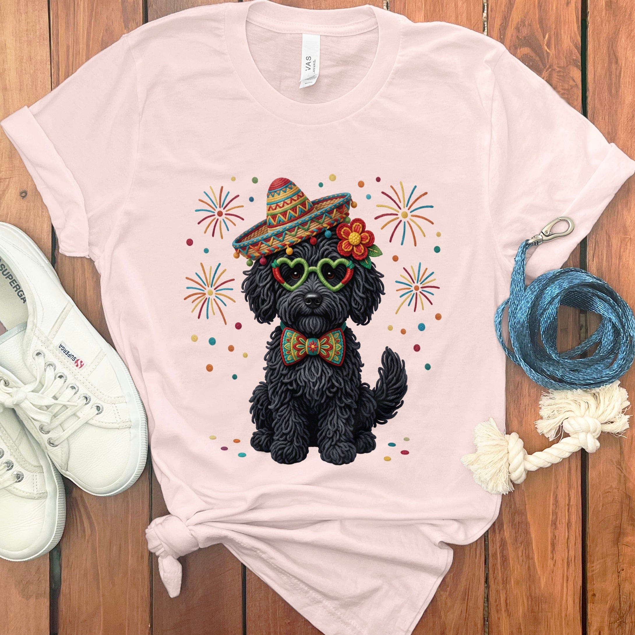 Cinco Black Goldendoodle T-Shirt in Soft Pink / S by Puppy Jo