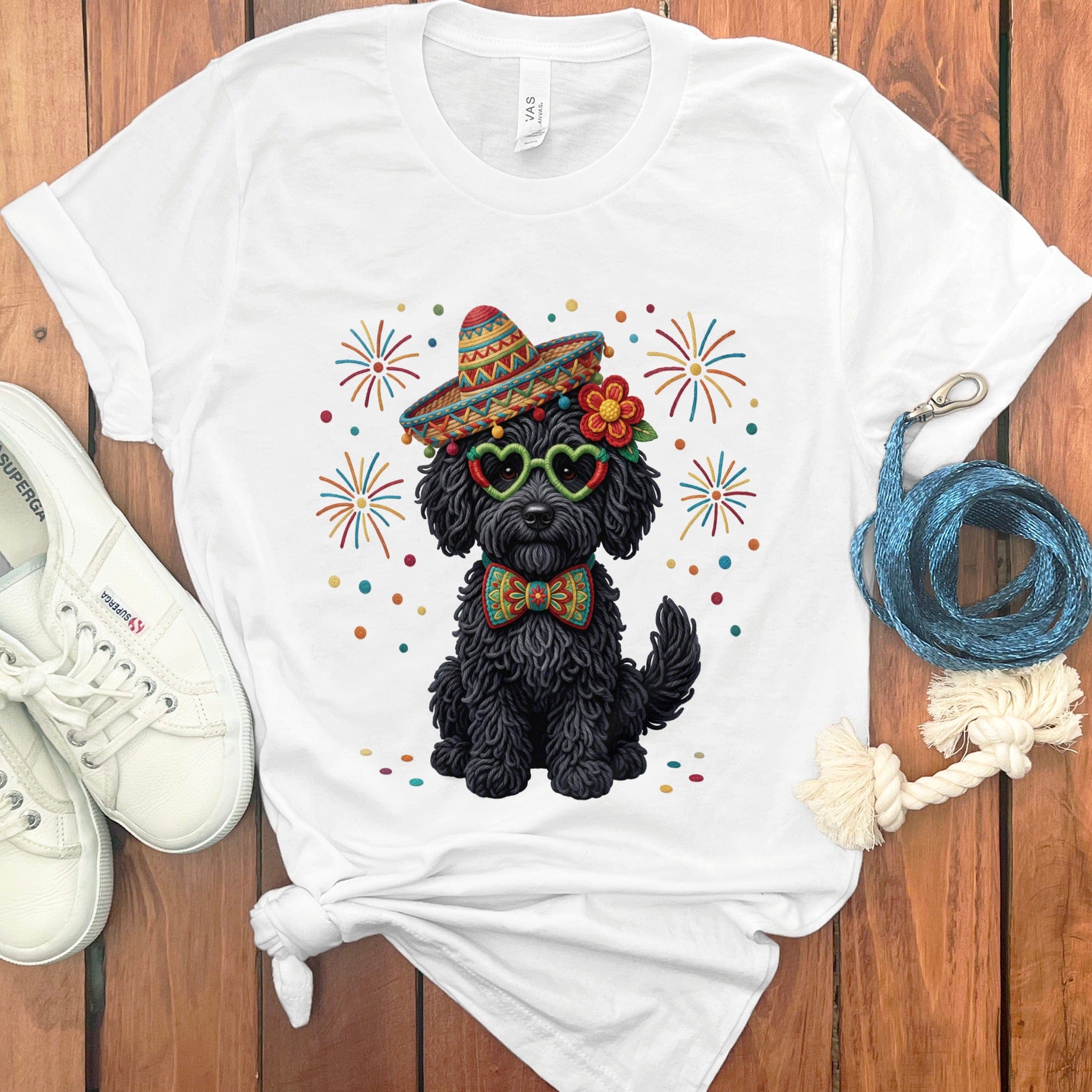 Cinco Black Goldendoodle T-Shirt in White / S by Puppy Jo