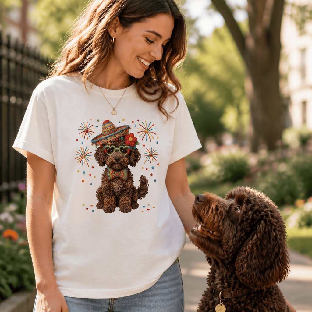 Cinco Chocolate Goldendoodle T-Shirt in by Puppy Jo