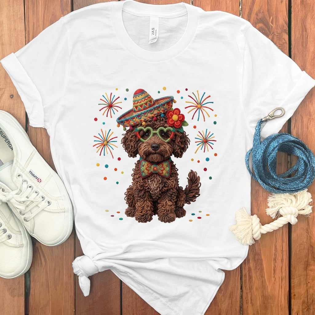 Cinco Chocolate Goldendoodle T-Shirt in White / S by Puppy Jo