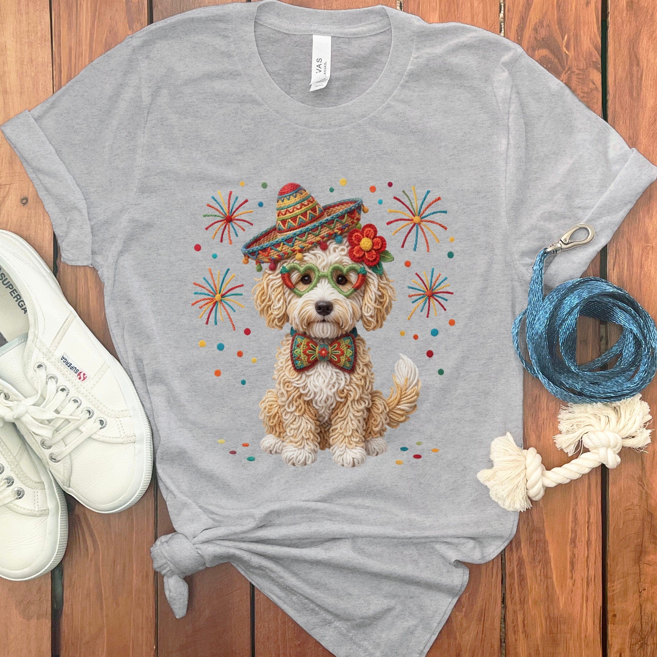 Cinco Cream Goldendoodle T-Shirt in Athletic Heather / S by Puppy Jo