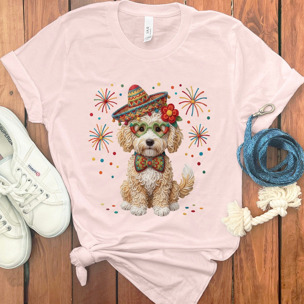 Cinco Cream Goldendoodle T-Shirt in Soft Pink / S by Puppy Jo