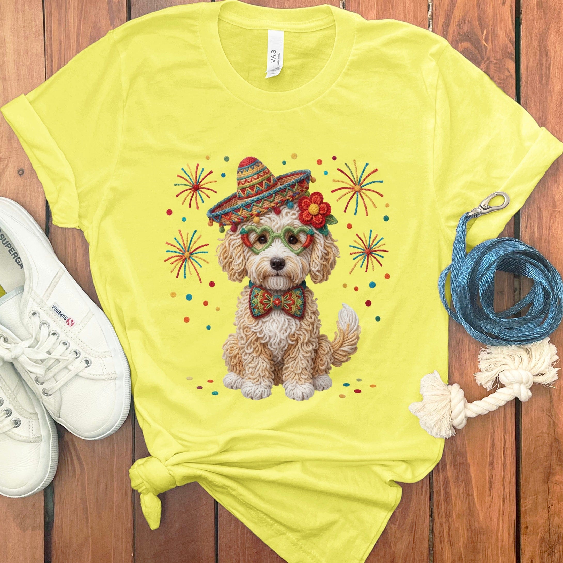 Cinco Cream Goldendoodle T-Shirt in Yellow / S by Puppy Jo