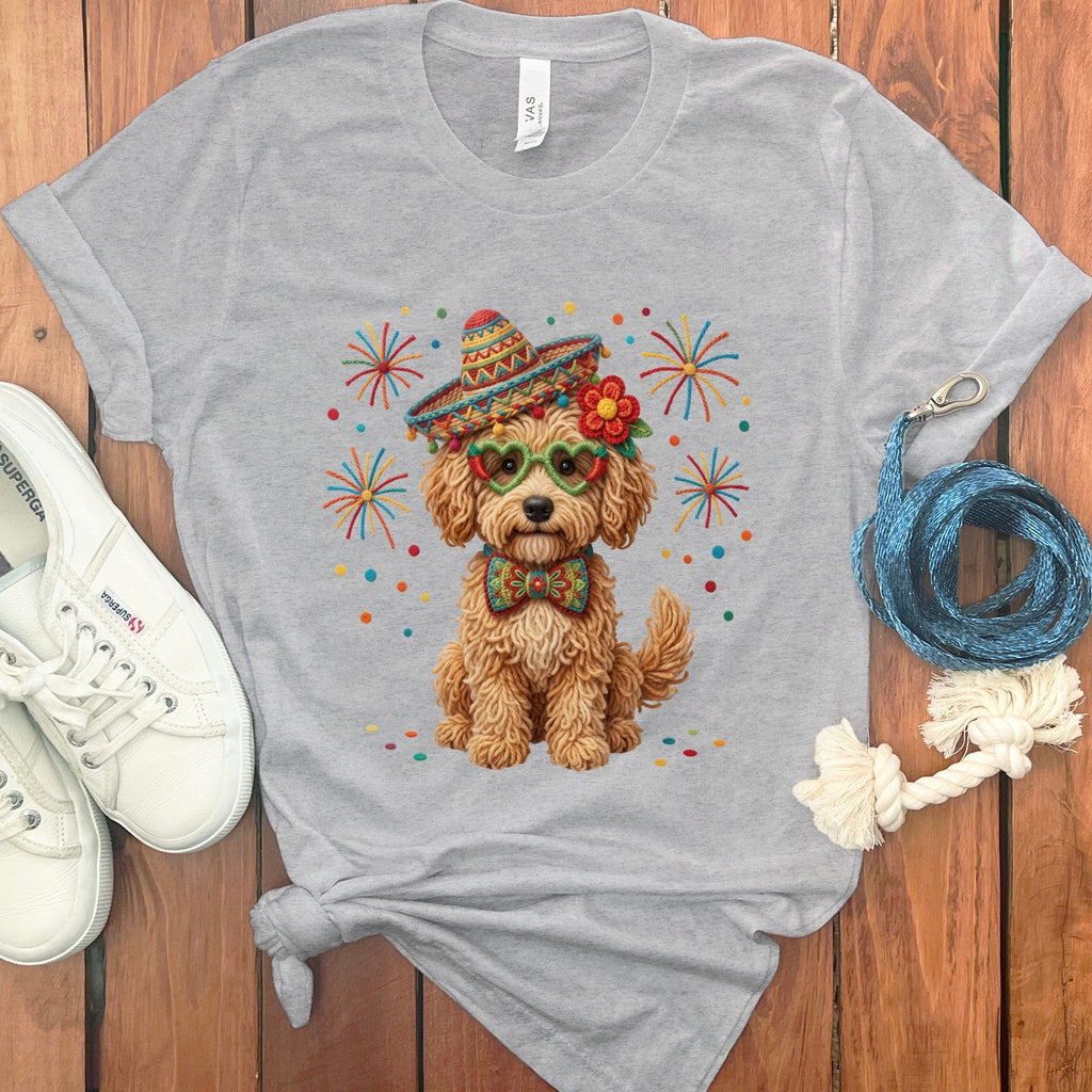 Cinco Golden Goldendoodle T-Shirt in Athletic Heather / S by Puppy Jo