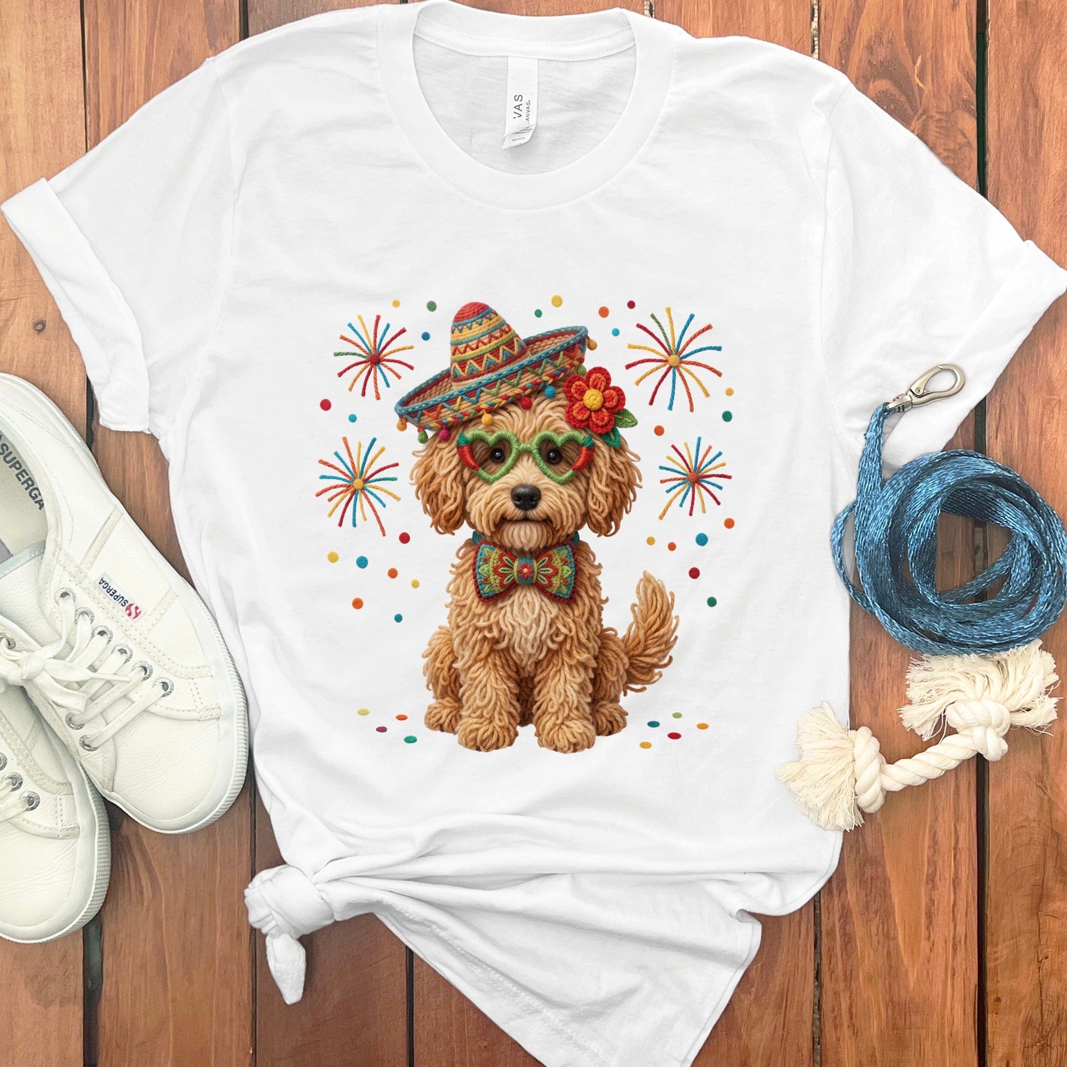 Cinco Golden Goldendoodle T-Shirt in White / S by Puppy Jo