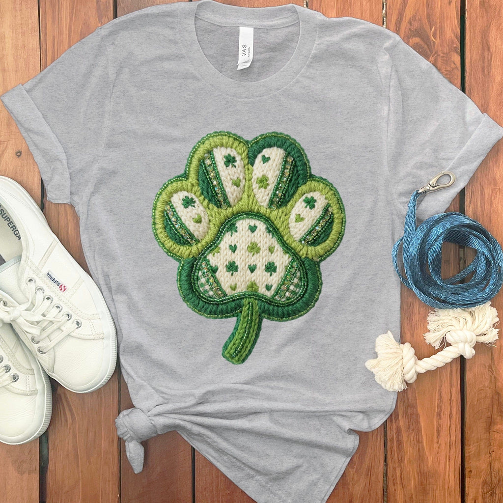 Clover Paw T-Shirt in Athletic Heather / M by Puppy Jo