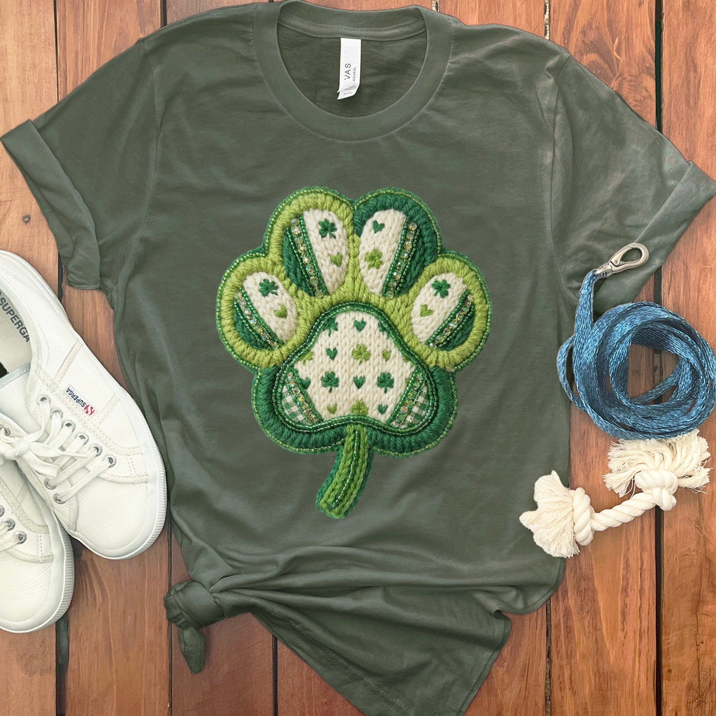 Clover Paw T-Shirt in Military Green / M by Puppy Jo