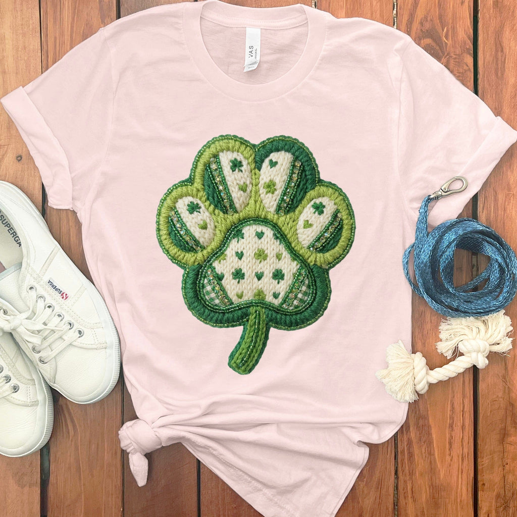 Clover Paw T-Shirt in Soft Pink / M by Puppy Jo