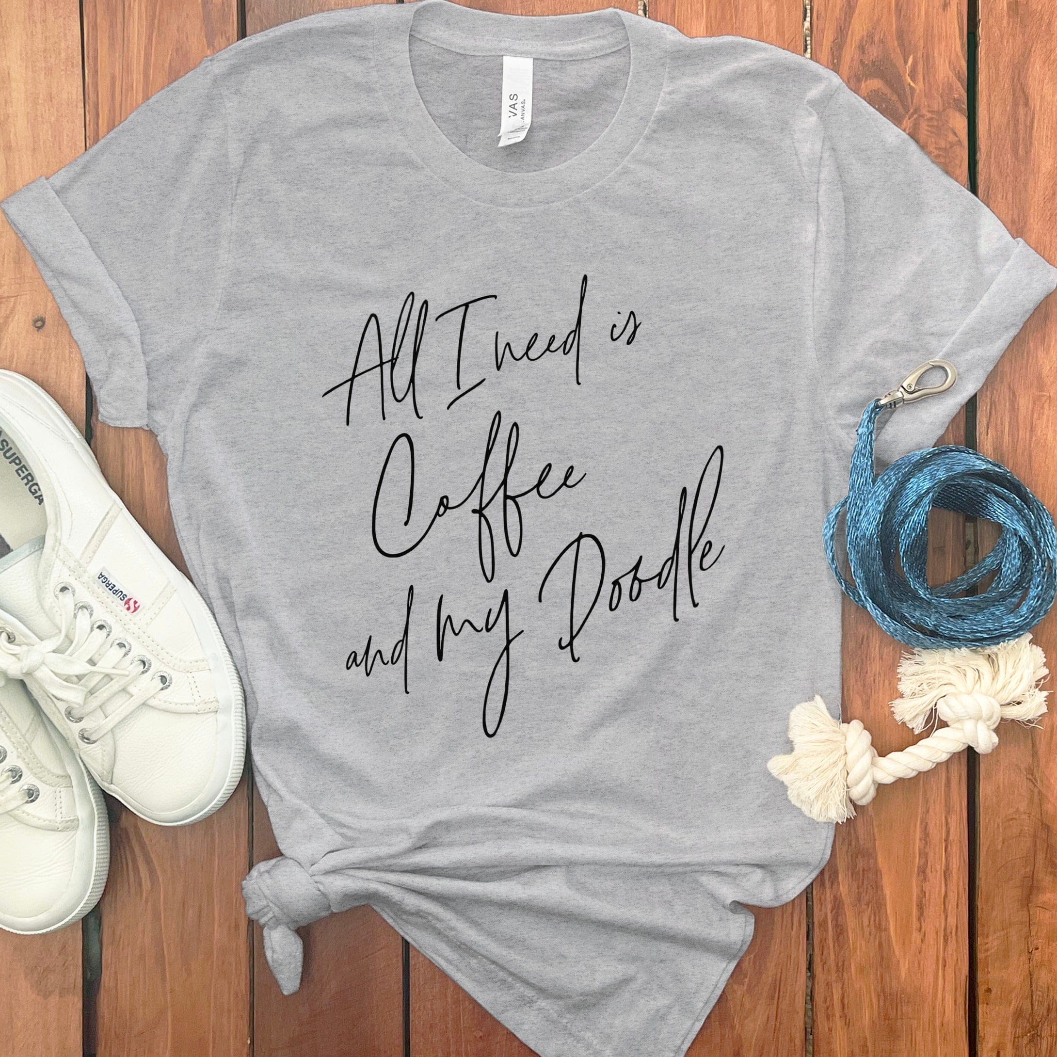 Coffee and My Doodle T-Shirt in Athletic Heather / S by Puppy Jo