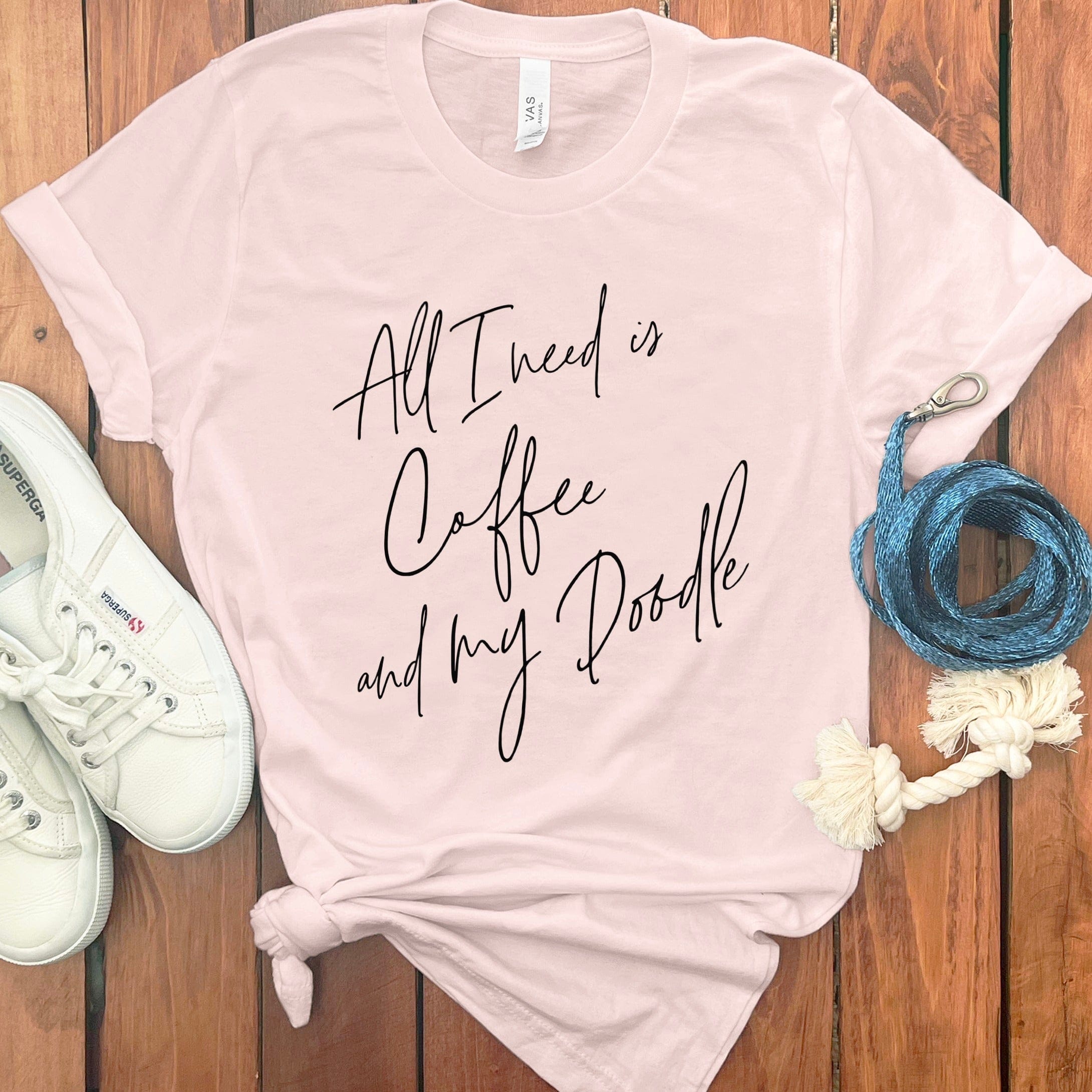 Coffee and My Doodle T-Shirt in Soft Pink / S by Puppy Jo