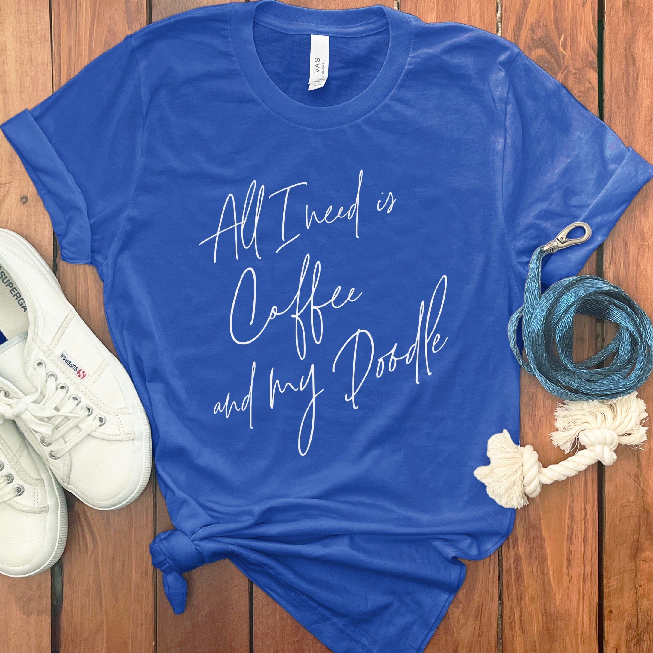 Coffee and My Doodle T-Shirt in True Royal / S by Puppy Jo