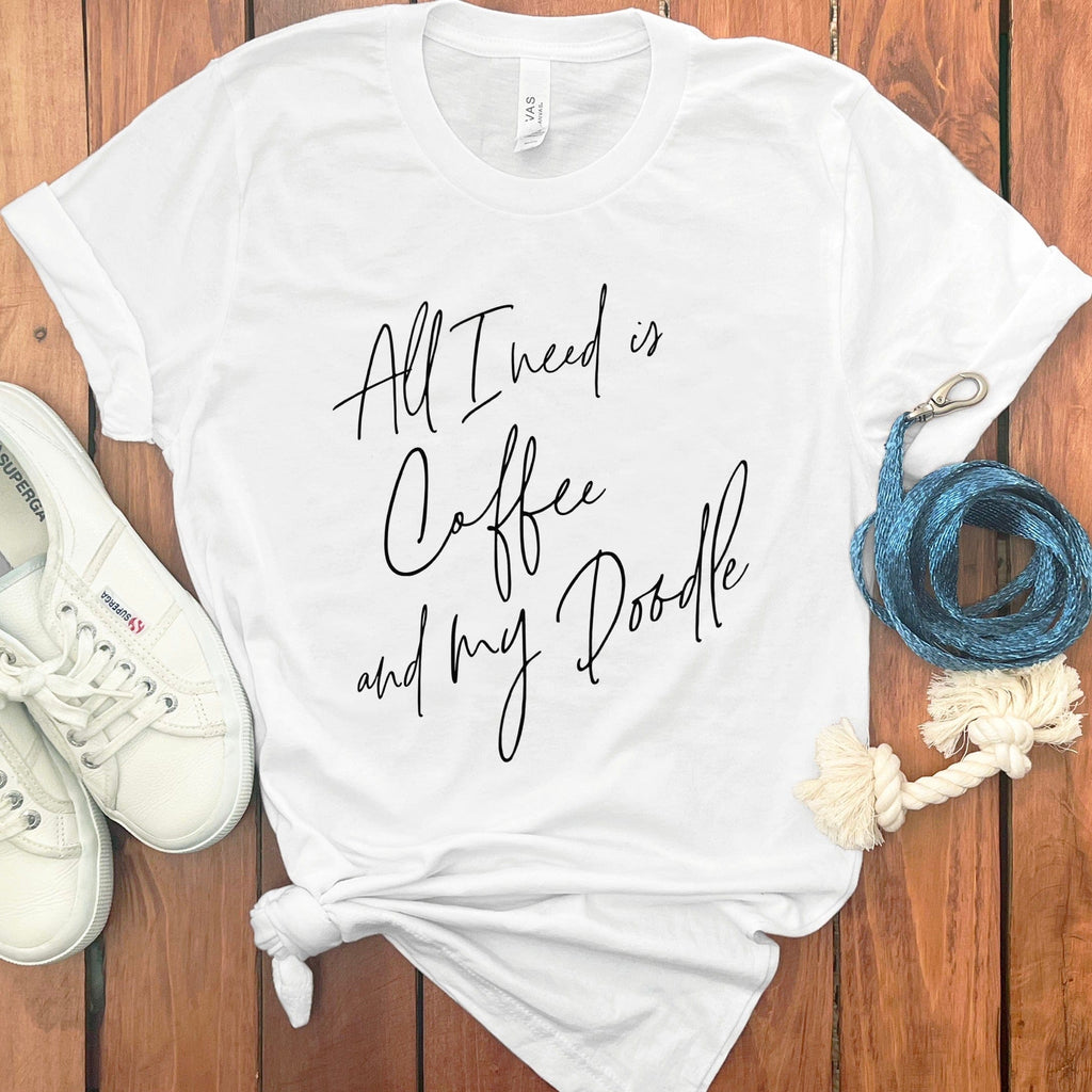 Coffee and My Doodle T-Shirt in White / S by Puppy Jo