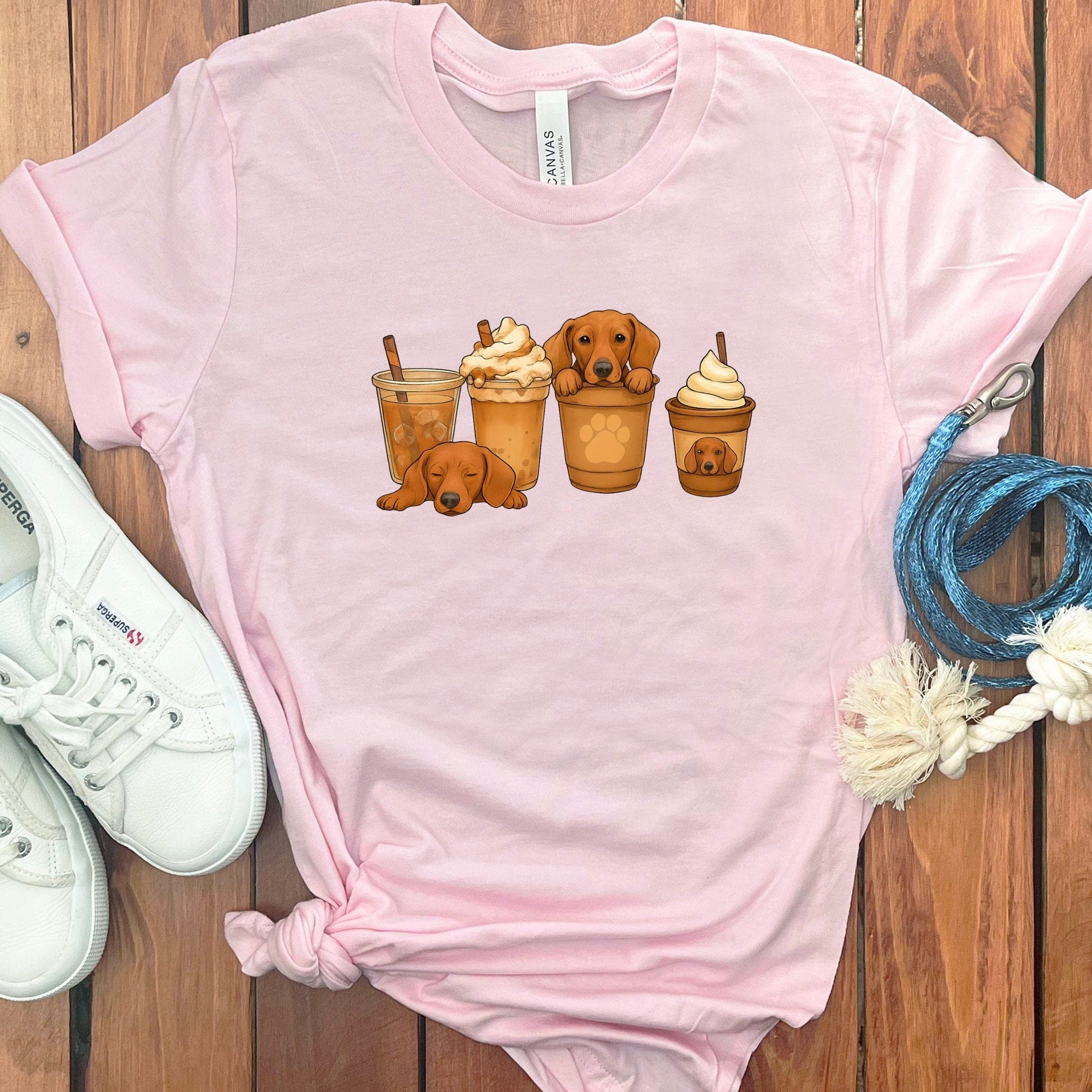 Cute Dog and Coffee Graphic Tee Shirt Product Type