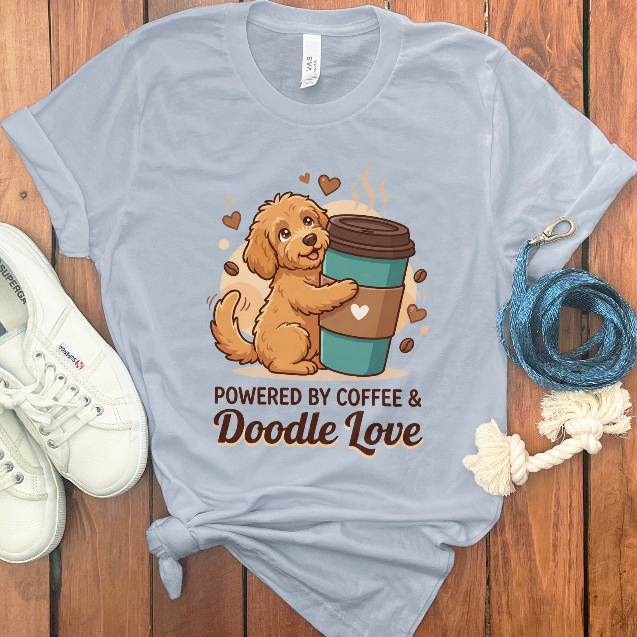 Coffee Doodle Love T-Shirt in Light Blue / S by Puppy Jo