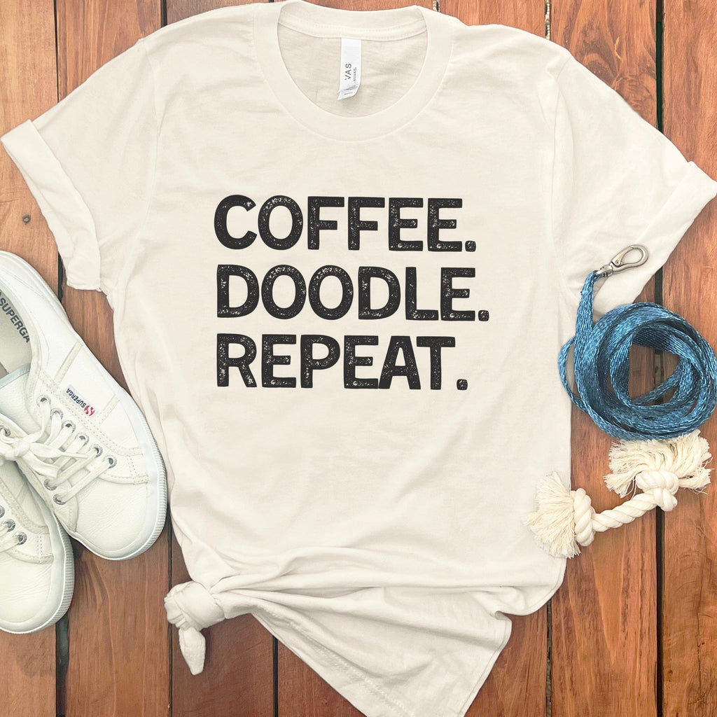 Coffee Doodle Repeat T-Shirt in Natural / S by Puppy Jo