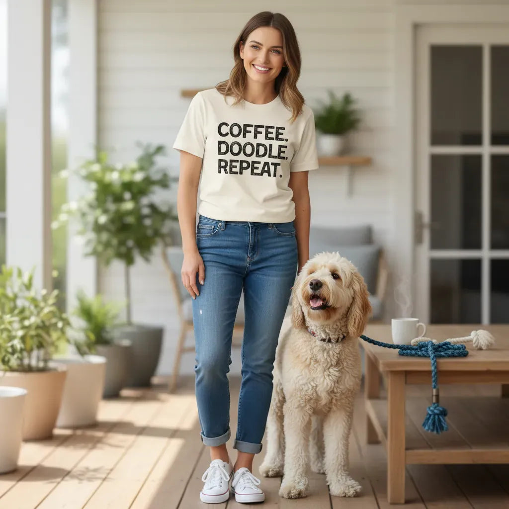 Coffee Doodle Repeat T-Shirt in by Puppy Jo