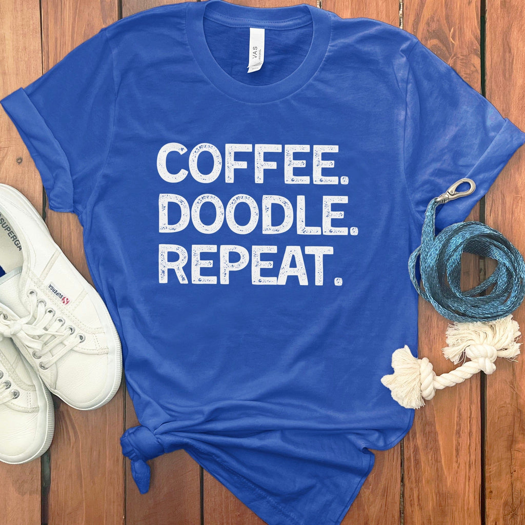 Coffee Doodle Repeat T-Shirt in True Royal / S by Puppy Jo