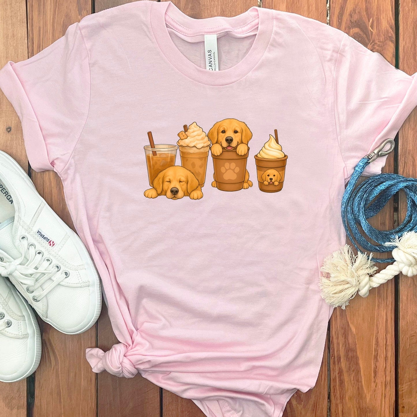 Adorable Puppies Coffee Graphic Short Sleeve Tee product