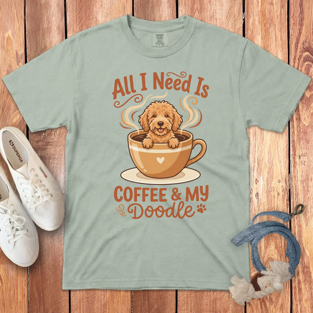 Coffee Need Doodle Signature T-Shirt in Bay / S by Puppy Jo