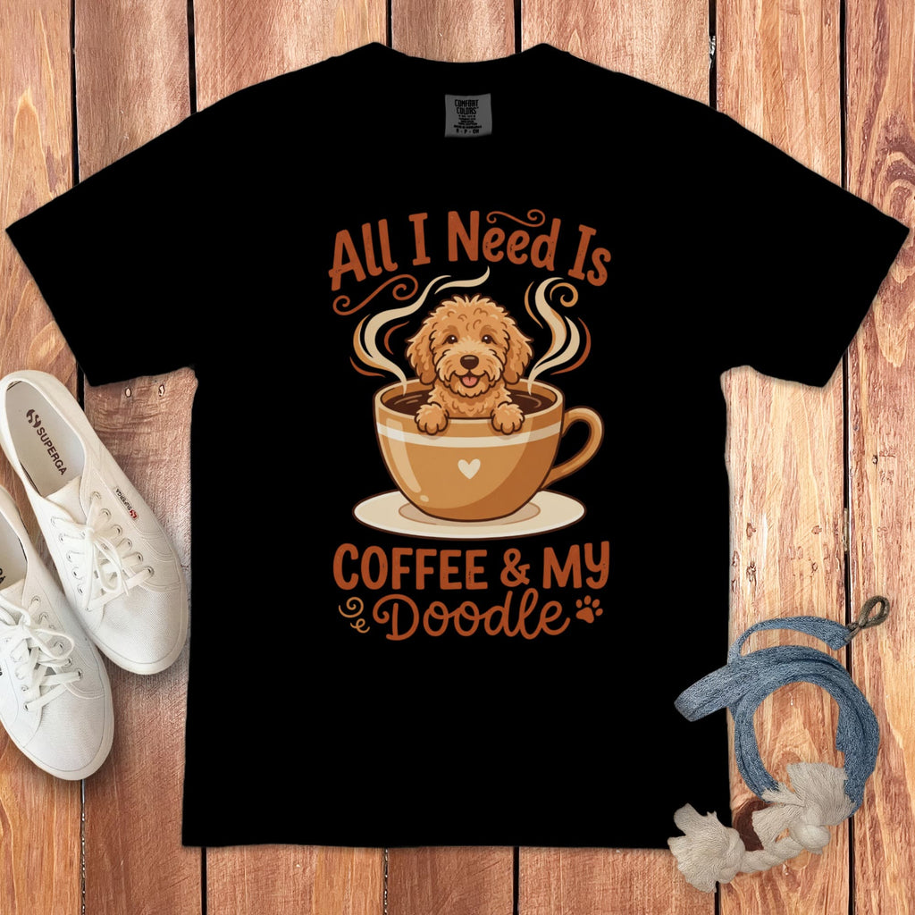 Coffee Need Doodle Signature T-Shirt in Black / S by Puppy Jo