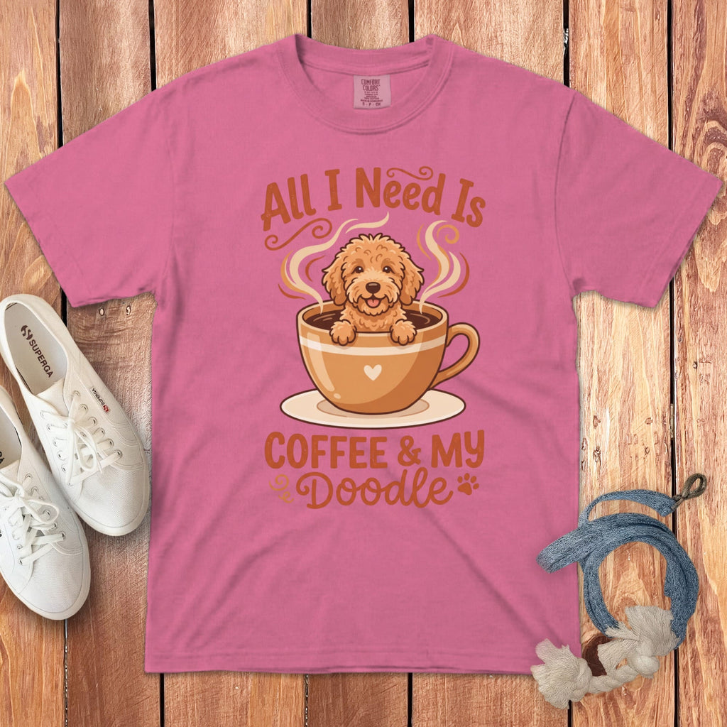 Coffee Need Doodle Signature T-Shirt in Crunchberry / S by Puppy Jo