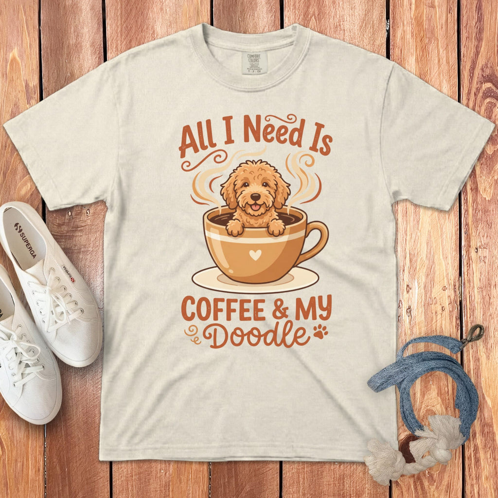 Coffee Need Doodle Signature T-Shirt in Ivory / S by Puppy Jo