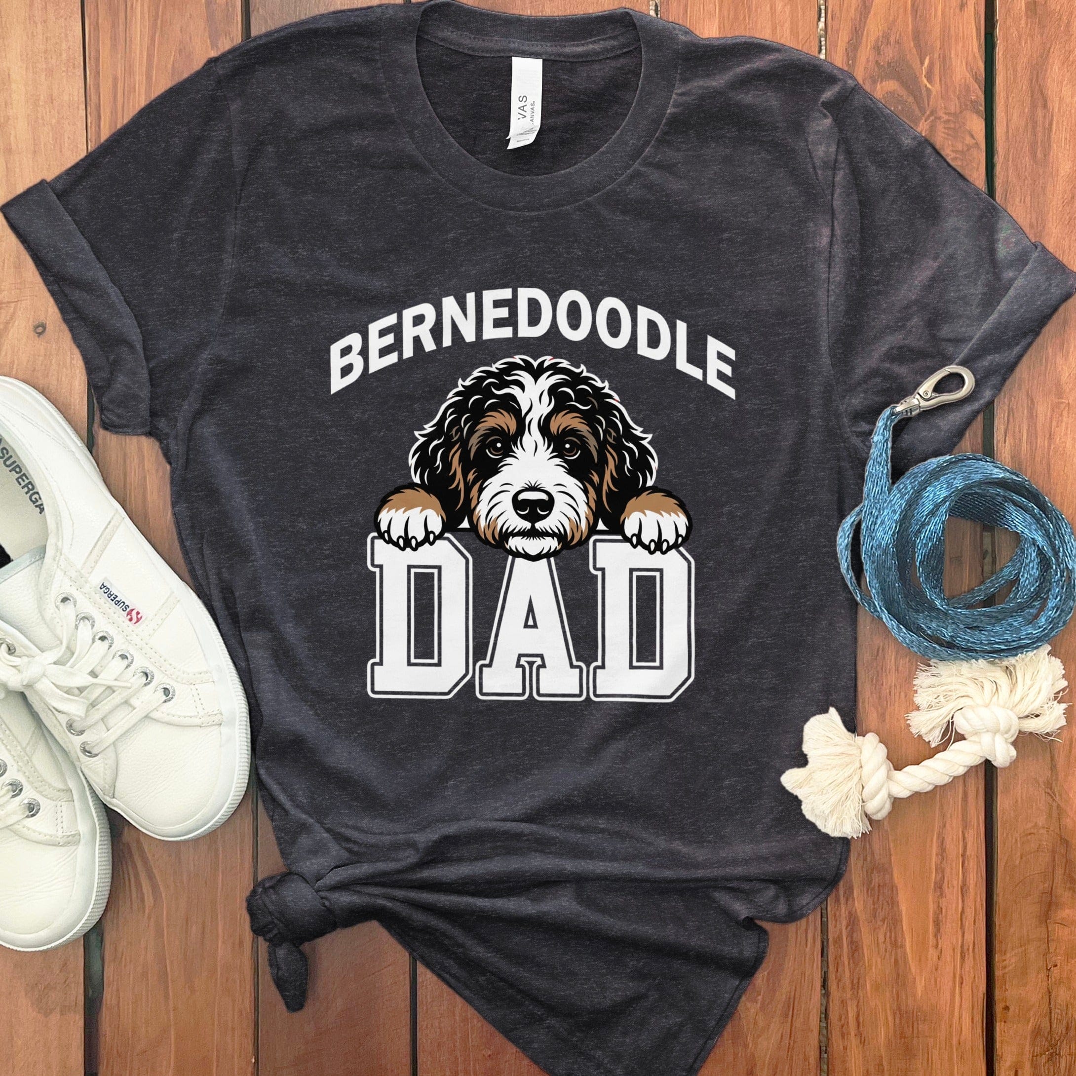 Collegiate Bernedoodle Dad T-Shirt in Dark Grey Heather / S by Puppy Jo