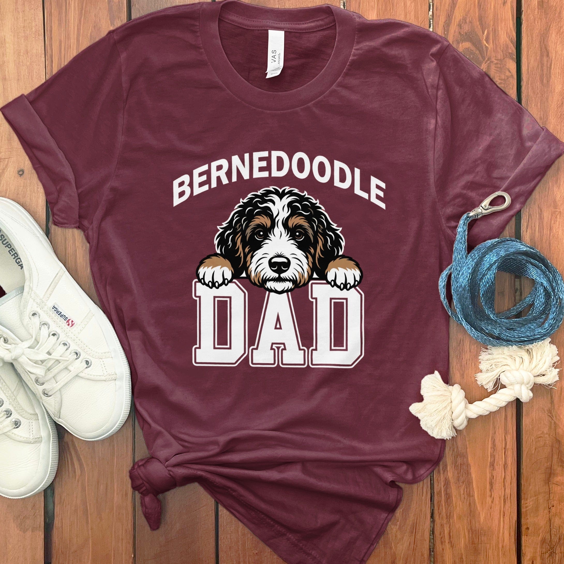 Collegiate Bernedoodle Dad T-Shirt in Maroon / S by Puppy Jo