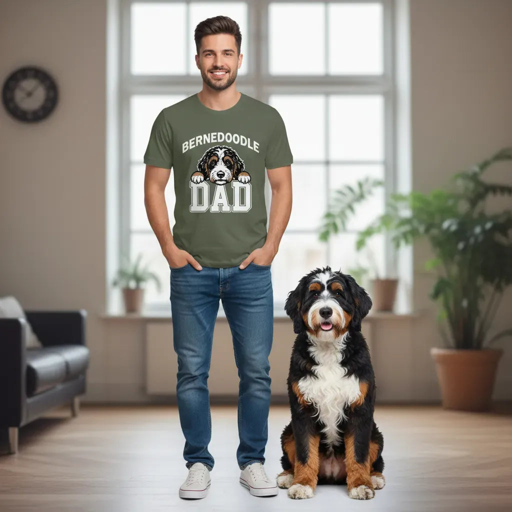Collegiate Bernedoodle Dad T-Shirt in by Puppy Jo
