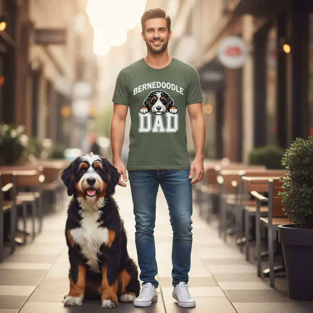 Collegiate Bernedoodle Dad T-Shirt in by Puppy Jo