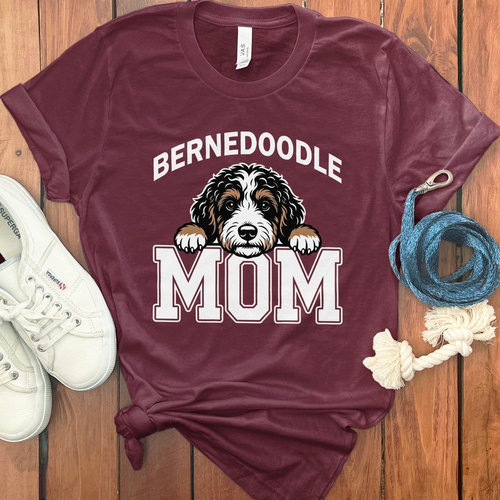 Collegiate Bernedoodle Mom T-Shirt in Maroon / S by Puppy Jo