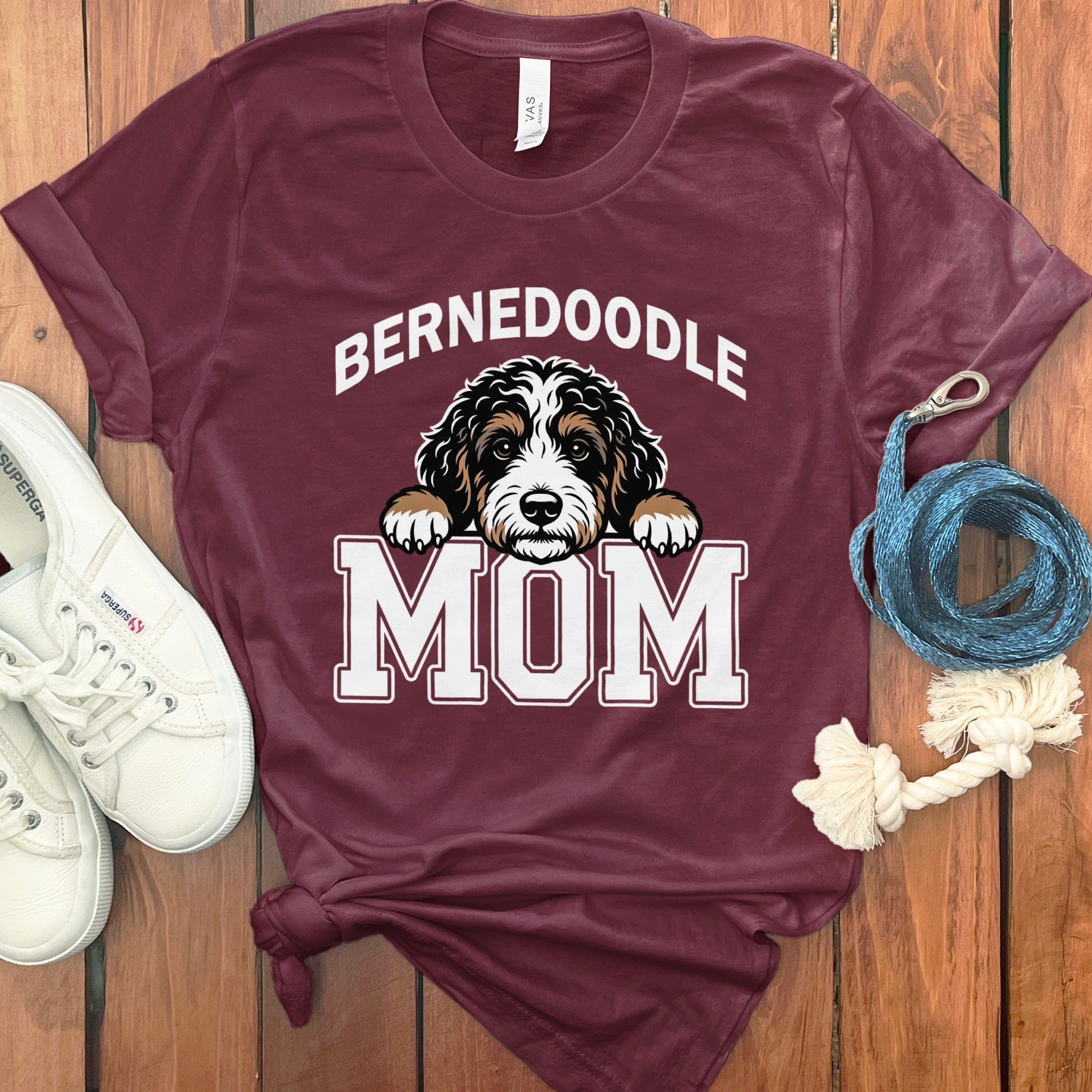 Collegiate Bernedoodle Mom T-Shirt in Maroon / S by Puppy Jo