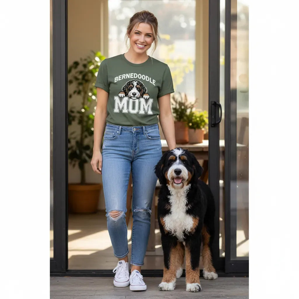 Collegiate Bernedoodle Mom T-Shirt in by Puppy Jo