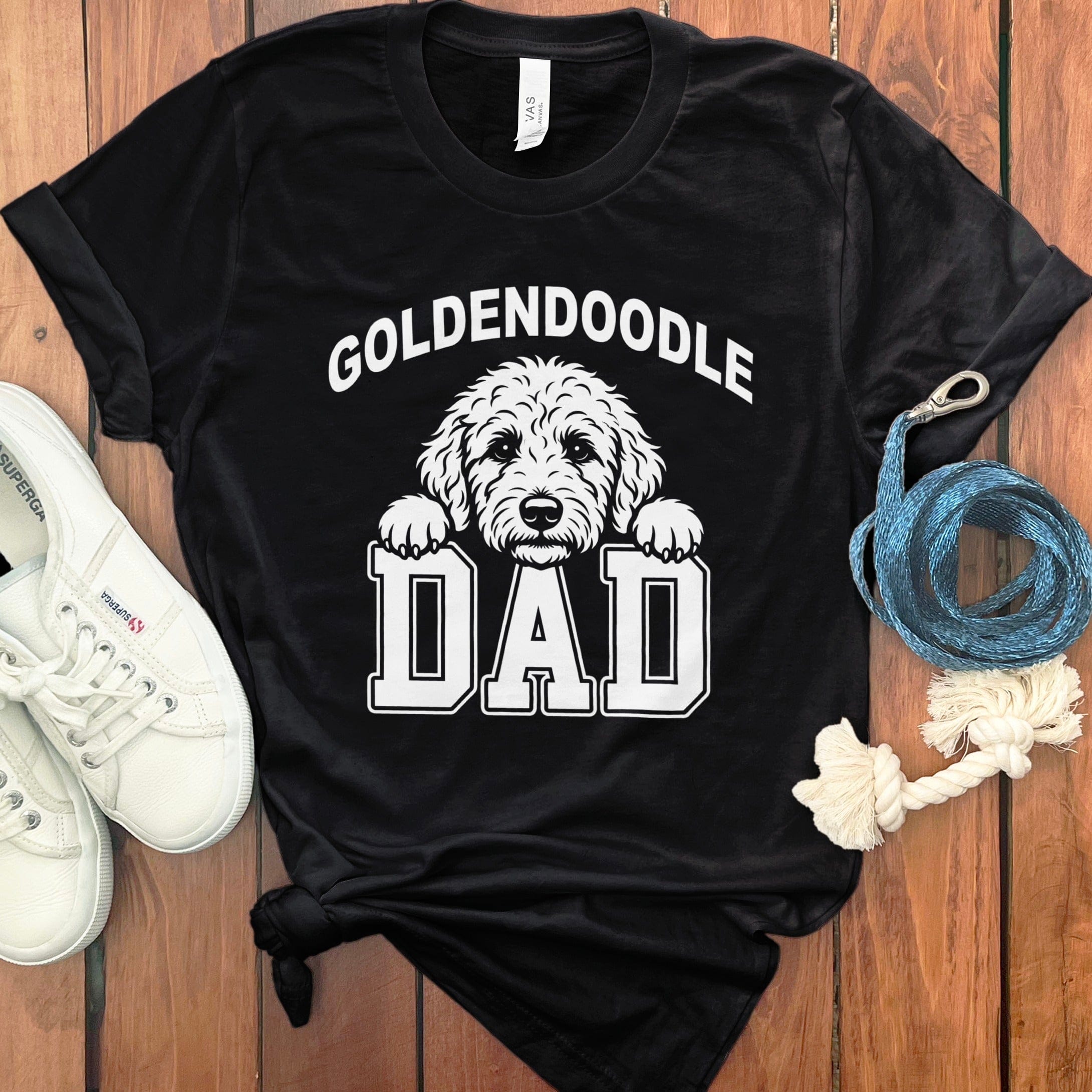 Collegiate Goldendoodle Dad T-Shirt in Black / S by Puppy Jo