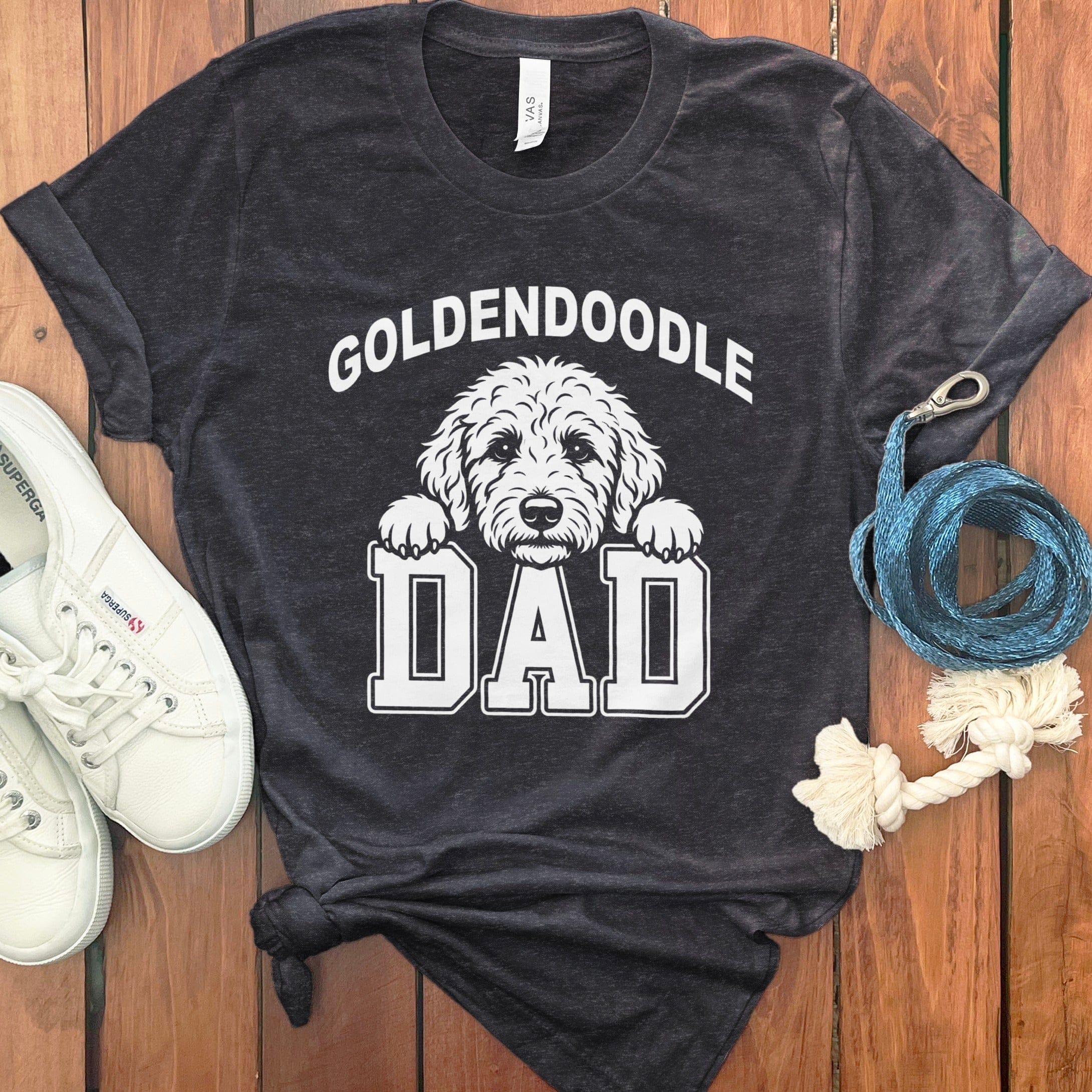 Collegiate Goldendoodle Dad T-Shirt in Dark Grey Heather / S by Puppy Jo